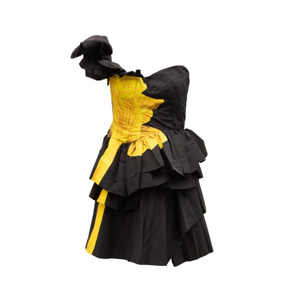 Alexander McQueen Black Dress with yellow Women's details